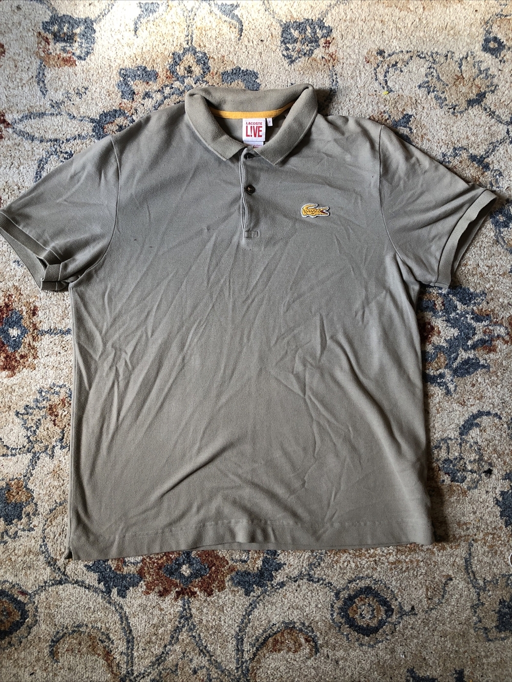 Lacoste Live Polo Shirt Mens Size 7 Olive Short Sleeve Crocodile Performance